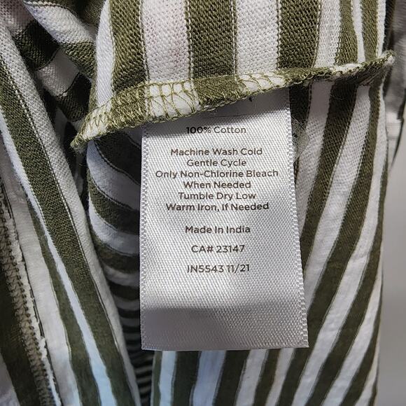 Talbots Green Striped Shift Dress Size 3X Tie Waist Short Sleeve Cotton Casual - Picture 10 of 10